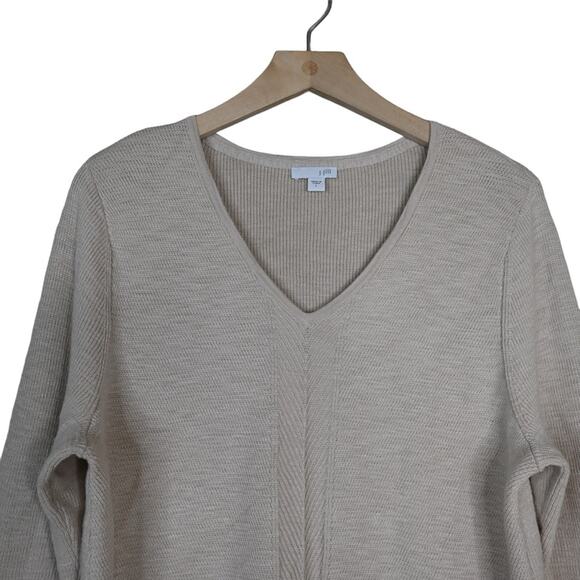 J. Jill Womens L Light Khaki V-Neck Longline Sweater - Picture 3 of 10